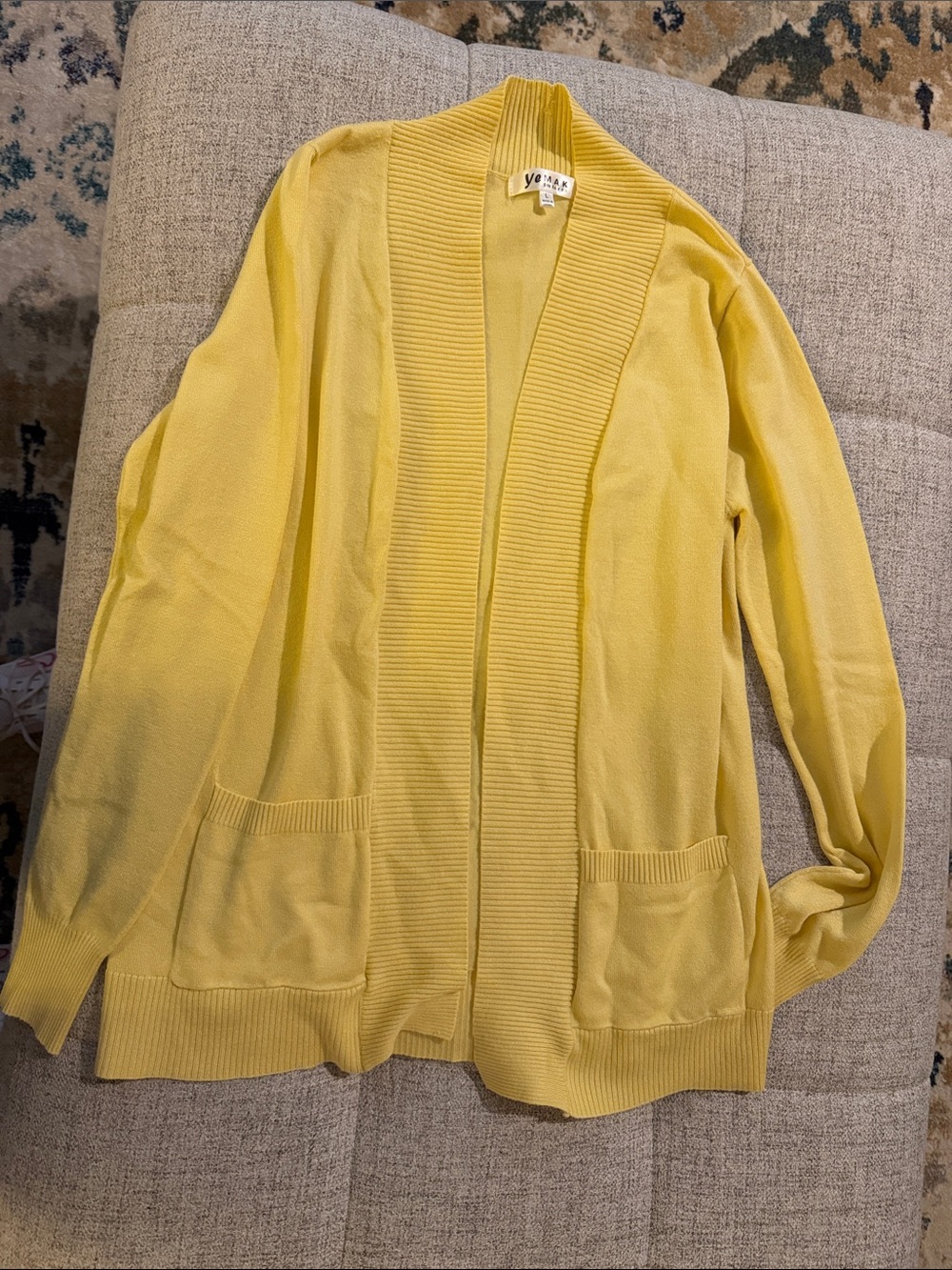 Yellow Open-Front Women's Cardigan Sweater - (Size Unspecified)
